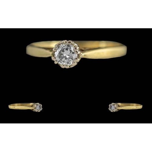 336 - Ladies 18ct Gold Single Stone Diamond Set Ring, Full Hallmark to Interior of Shank. The Modern Round... 