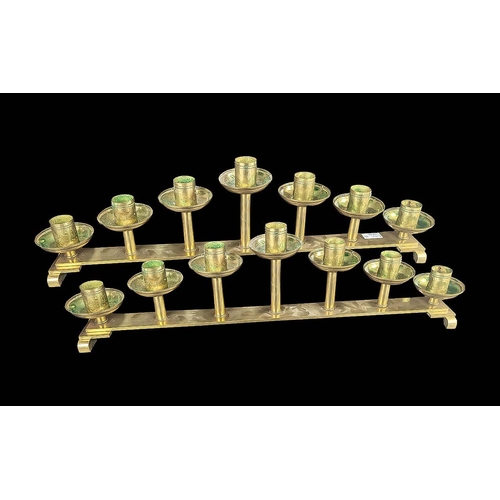 1234 - Two Arch Brass Candle Holders, Art Deco style, each holds seven candles.  29'' length.