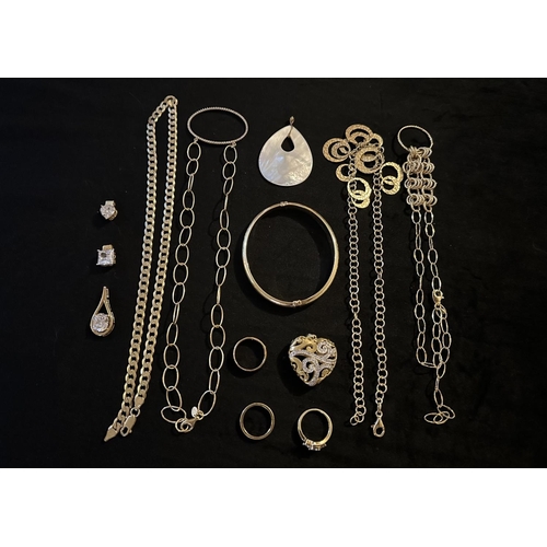 347 - Collection of Silver ( Gold Tone Jewellery ). Mostly All Stamped for Sterling Silver 925, Includes N... 