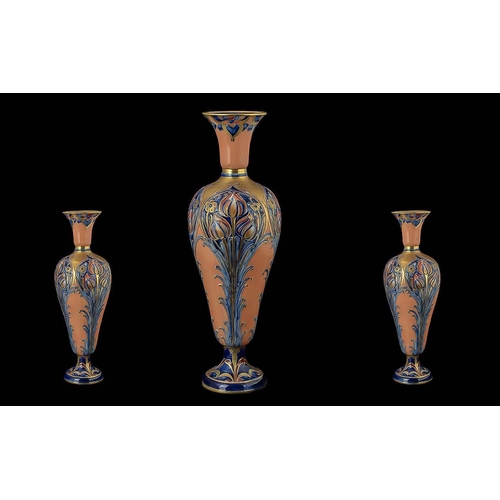 520 - Moorcroft Macintyre Florian Ware Salmon Pink Tulips Design Baluster Vase. c.1902 - 1910. Macintyre P... 