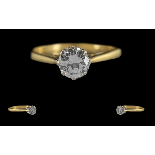 73 - Ladies 18ct Gold Single Stone Diamond Set Ring, Full Hallmark to Interior of Shank. The Round Brilli... 