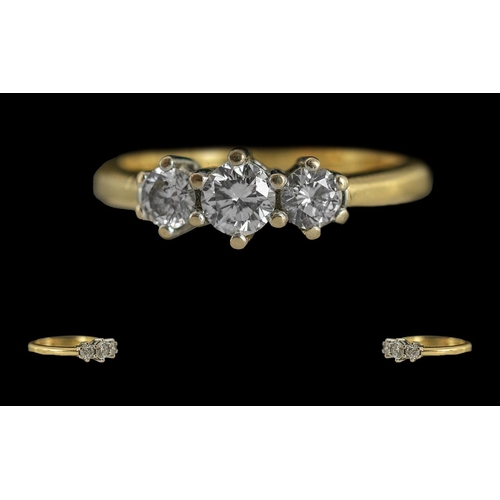 87 - Ladies 18ct Gold Pleasing 3 Stone Diamond Set Ring, Full Hallmark to Interior of Shank. The 3 Well M... 