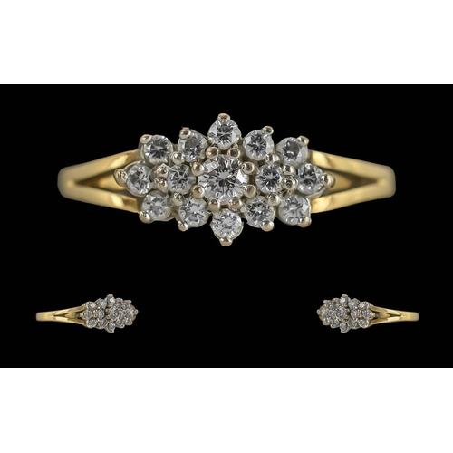 69A - Ladies 18ct Gold Pleasing Diamond Set Cluster Ring, Full Hallmark to Interior of Shank. The Well Mat... 