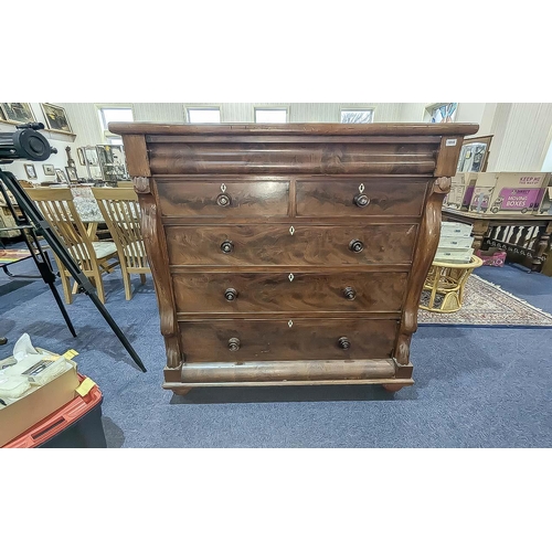 1035 - Victorian Mahogany Large Chest of Drawers, with frieze drawer above two short and three graduated dr... 