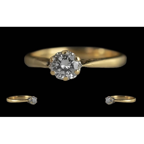 106A - 18ct Gold Single Stone Diamond Ring, diamond 0.25 ct, overall weight 2.35 grams.  Ring Size H.