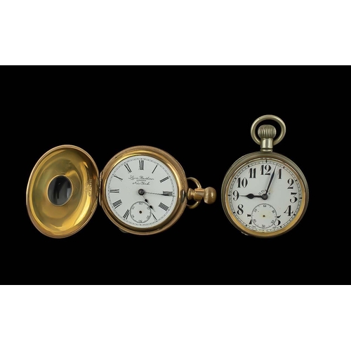 194A - Two Pocket Watches suitable for restoration, a Lever Brothers of New York, 14k plated, together with... 