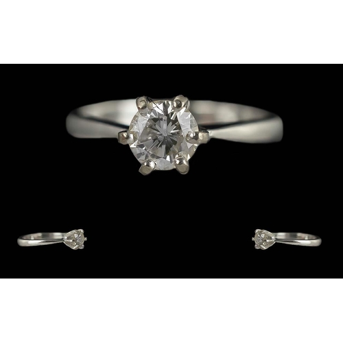 196 - 18ct White Gold Diamond Solitaire Ring, est. diamond 0.60 ct, overall weight 3.05.  Ring size J.