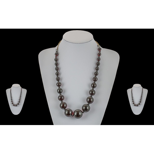 130 - Early 20th Century Cherry Amber Graduated Beaded Necklace, Excellent Rich Red Colour Under Light. We... 