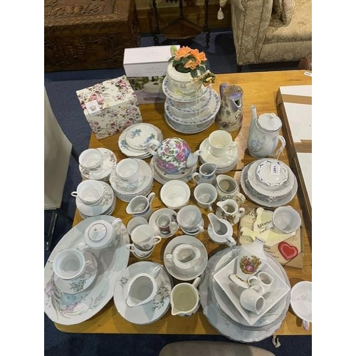 1497 - Miscellaneous Box of Porcelain & Pottery, including decorative cake plates, assorted tea pots, milk ... 