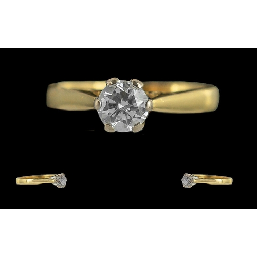 193A - Ladies Pleasing Quality 18ct Gold Single Stone Diamond Set Ring - Full Hallmark To Interior Of Shank... 