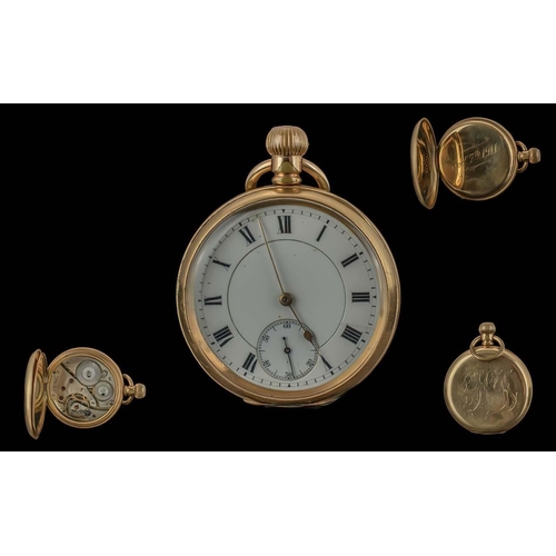 194 - American Watch Co Waltham 14ct Gold Plated Keyless Open Faced Pocket Watch, Guaranteed to be of 2 Pl... 