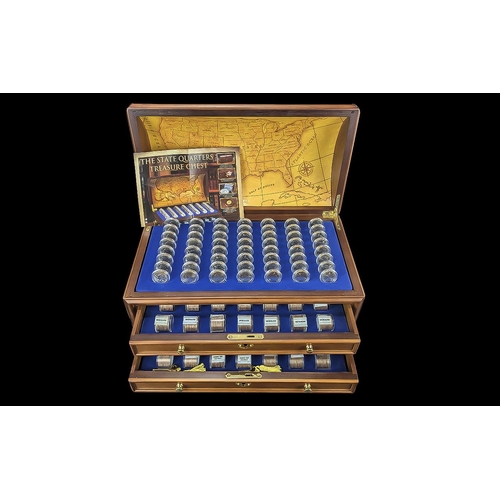 362 - The Danbury Mint Complete Collection  'The State Quarters Treasure Chest' Wooden domed chest with li... 