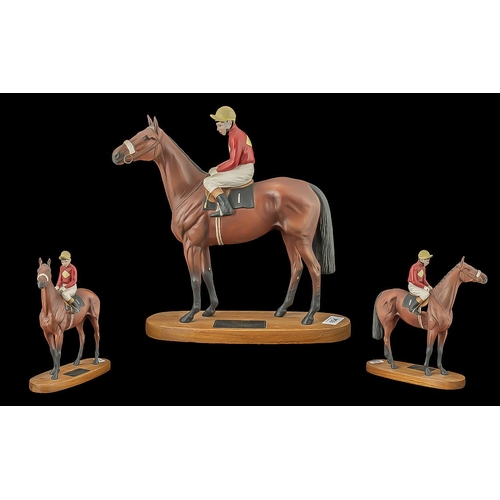 654 - Beswick Figure 'Red Rum' Brian Fletcher Up, winner of Aintree Grand National, Connoisseur model by B... 