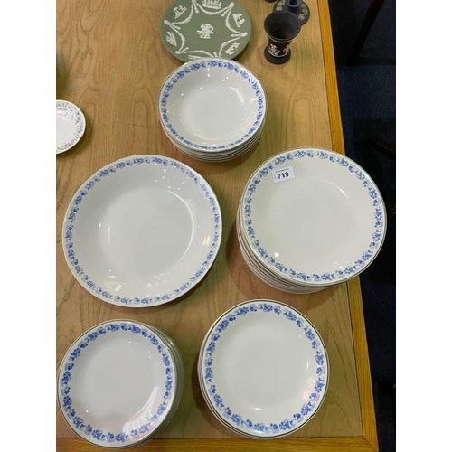 719 - Blue & White China, including 15 dinner plates, five large bowls, large round platter and 25 side pl... 