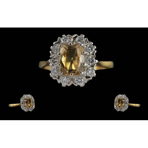 8A - Ladies Excellent Quality 18ct Gold Diamond and Citrine Set Ring, Marked 18ct to Interior of Shank. T... 