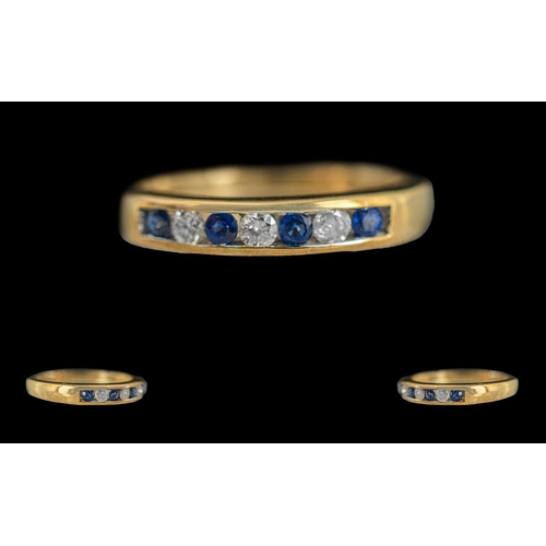 89 - Ladies - Attractive 9ct Gold Sapphire and Diamond Set Ring, Full Hallmark to Shank. The Blue Sapphir... 