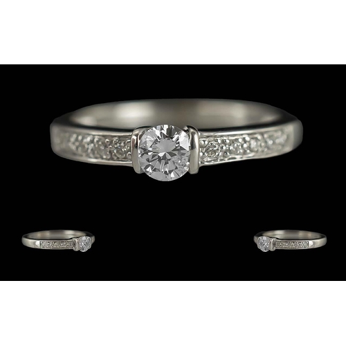 107A - 18ct Gold Single Stone Diamond Ring, diamond 0.30 ct, overall weight 2.82 grams.  Ring Size L.