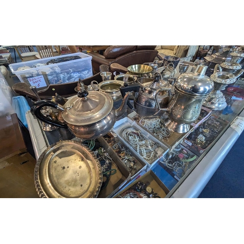 1240 - Two Large Boxes of Assorted Silver Plated Ware, including teapots, sugar bowls, milk jugs, serving d... 