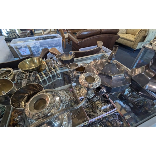 1240 - Two Large Boxes of Assorted Silver Plated Ware, including teapots, sugar bowls, milk jugs, serving d... 