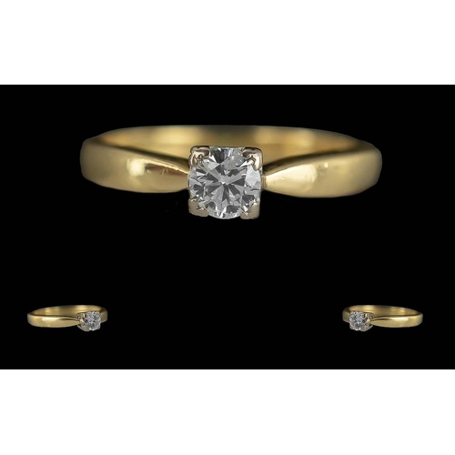 128A - 18ct Diamond Solitaire Ring, est. diamond size 0.25 ct.  Ring size L.  Overall weight 3.20 grams.