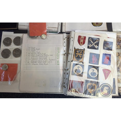 1310 - Black Box Containing a Quantity of Military Related Cloth Badges & Associated, to include Tank Regim... 