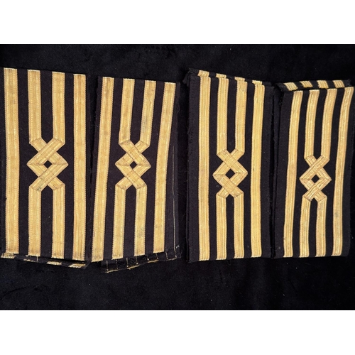 1321 - Military Interest. A Collection of ( 4 ) Military Merchant Navy Uniform Cuffs. Gold Braid on Black F... 