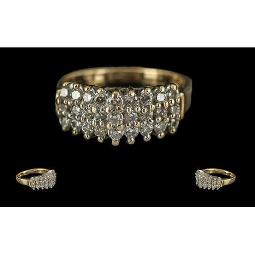 133 - 9ct Gold Diamond Cluster Ring, weight 3.12, ring size I.