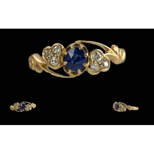 139 - Ladies 18ct Gold Attractive Sapphire and Diamond Set Ring, Full Hallmark to Interior of Shank. The C... 