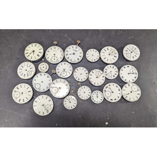 1392 - Bag of Pocket Watch Faces & Mechanisms, assorted sizes.