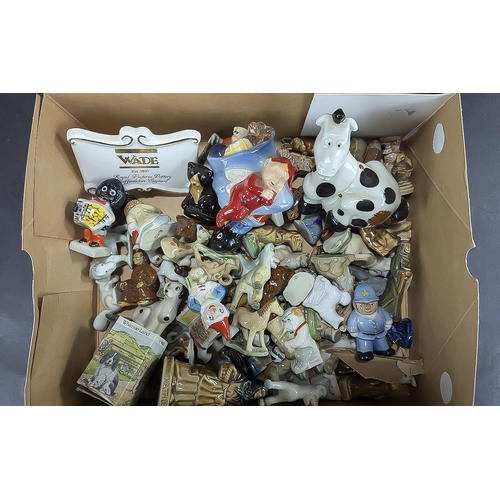 1402 - Large Collection of Wade Whimsies Figures, various animals and people including pigs, turtles, dogs,... 