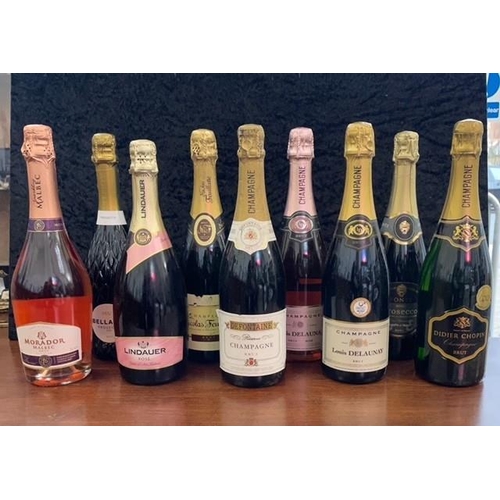 1434 - Mixed Lot of Champagne & Prosecco, comprising Louis Delaunay Champagne & Louis Delaunay Rose Champag... 