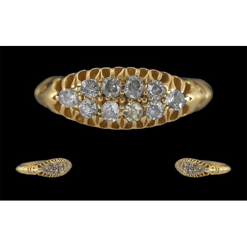 184A - Edwardian Period Ladies 18ct Gold 10 Stone Petite Diamond Set Ring, Raised Open worked Setting, Full... 