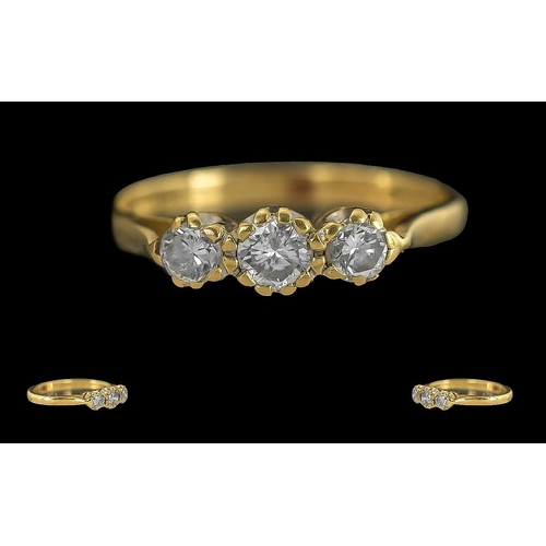 223 - Ladies 18ct Gold - Pleasing 3 Stone Diamond Set Ring, Full Hallmark to Interior of Shank, The Well M... 