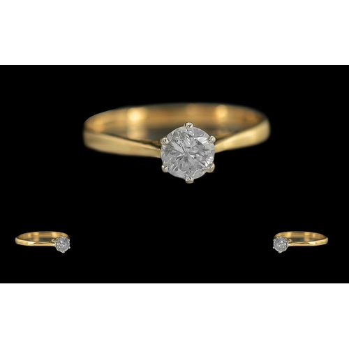 231 - Ladies 18ct Gold Single Stone Diamond Set Ring, Full Hallmark to Interior of Shank, The Round Facete... 