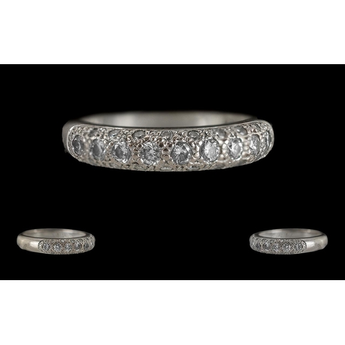 234 - Ladies 18ct White Gold Diamond Set Band Ring, Marked 750 - 18ct to Interior of Shank. The Well Match... 