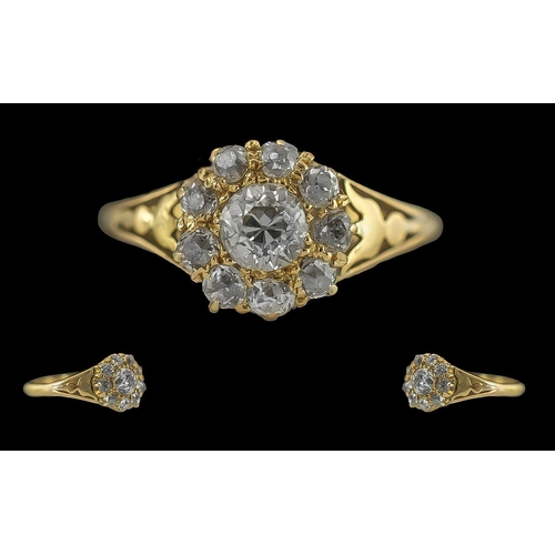 28 - Ladies 18ct Gold Pleasing Diamond Set Cluster Ring, Full Hallmark to Interior of Shank, The Central ... 