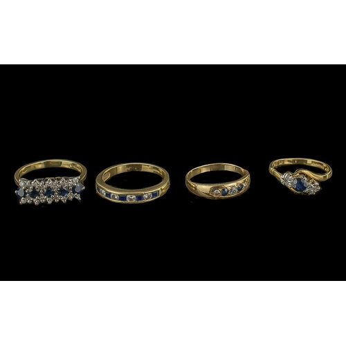 307 - Four 18ct Gold Sapphire & Diamond Rings.  Gross weight 13 grams.