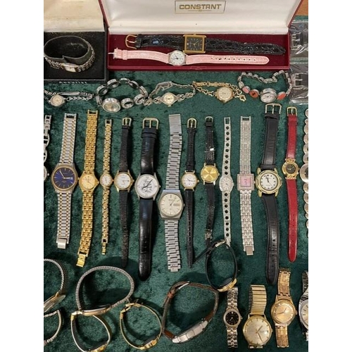 309A - Box of Ladies & Gent's Wristwatches, leather and bracelet straps, makes include Accurist, Citron, Mo... 