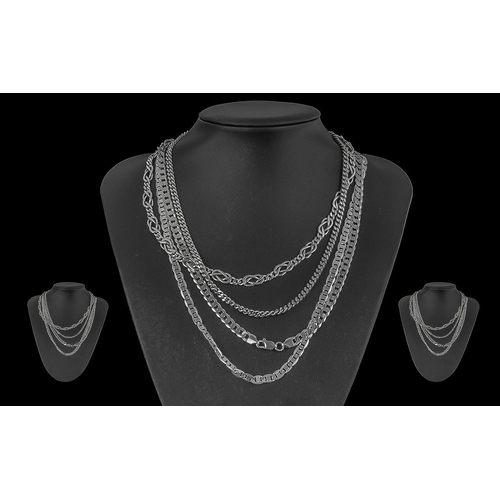 311 - A Fine Collection of Vintage Sterling Silver Necklaces, various designs and lengths.  All marked for... 