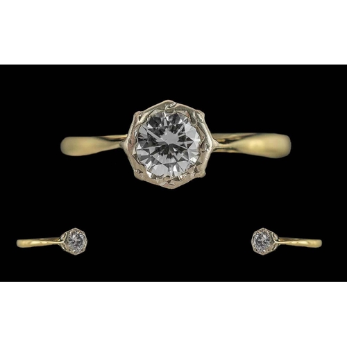 33A - Ladies 18ct Gold Single Stone Diamond Set Ring. Marked 18ct to Interior of Shank. The Round Faceted ... 