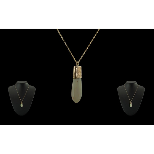 349 - 9ct Gold - Opal Set Pendant with Attached 9ct Gold Chain, Marked 9ct. The Unusual Shaped Large Opal ... 