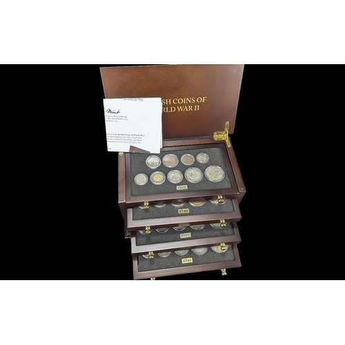 356 - Danbury Mint British Coins Of World War II, Year Coins From 1939 -1945,  In Fitted Deluxe Chest With... 