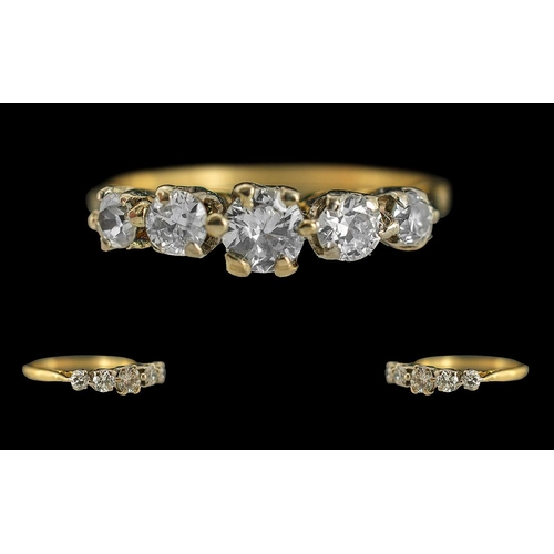 35A - Ladies 18ct Gold Pleasing 5 Stone Diamond Set Ring, Marked 18ct to Interior of Shank, The 5 Faceted ... 