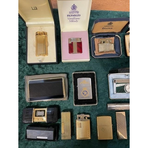 425 - Collection of Vintage Cigarette Lighters, including Dunhill, Win, Ronson, Calibri, Hoba, Zippo, Coro... 