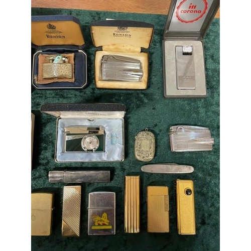 425 - Collection of Vintage Cigarette Lighters, including Dunhill, Win, Ronson, Calibri, Hoba, Zippo, Coro... 