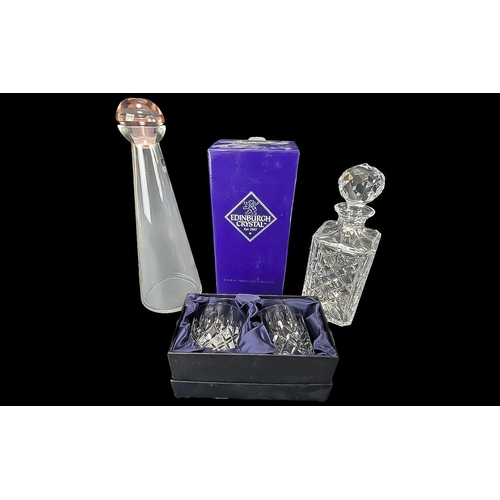 782 - Boxed Glassware, comprising a modern Tintoretto tall decanter, and Edinburgh Crystal 'Concerto' squa... 