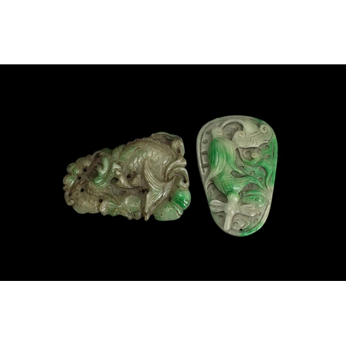 830 - Pair of Jade Amulet Animal Carvings, each approx 3'' x 2''.