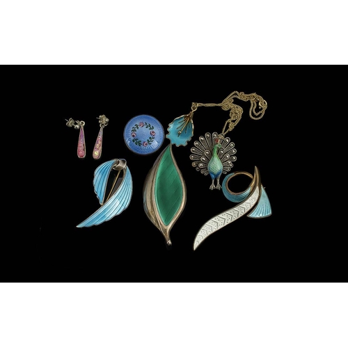 114 - A Fine Collection of Signed Silver and Enamel Jewellery Pieces. All Marked for Silver, Some Pieces S... 