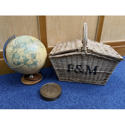 1600 - Fortnum & Mason Picnic Basket, together with vintage light up dome and an Australian saving bank mon... 