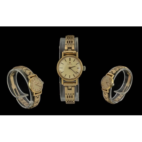 181 - Omega Ladies Gold Plated Mechanical Wrist Watch. c.1960's. Features Champagne Dial, Gold Markers, Go... 